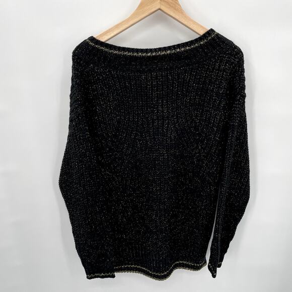 John & Jenn Evereve NWT Black Fabio Sweater with Gold Shimmer // M - Picture 10 of 12